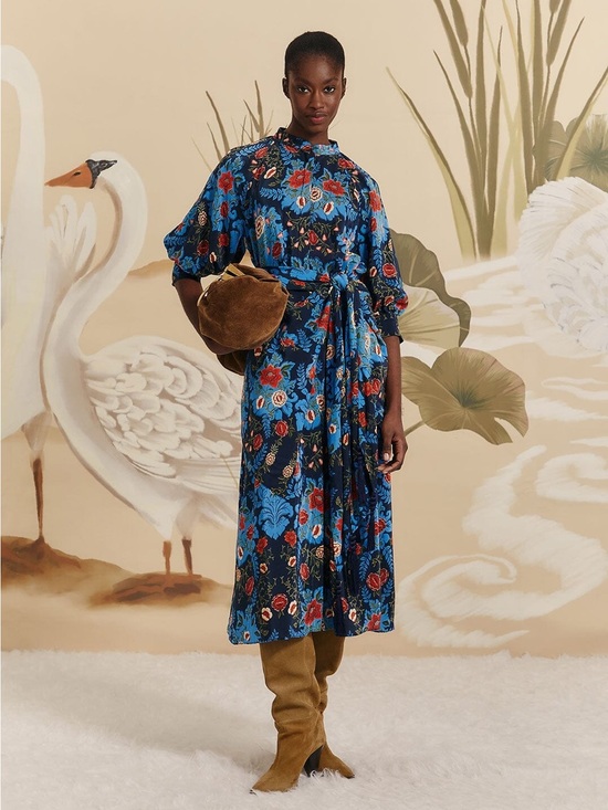 FARM Rio Dresses & Skirts - NWT FARM RIO Blue Arabesque Floral Midi Dress